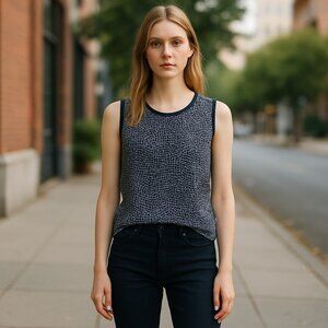 k. d. Spring Women's Black & White Shell Tank Top Sz L